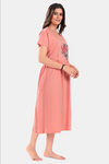 Sweet Moon Maternity Knit Cotton Mid Length Nightdress - Light Peach — thumbnail 3